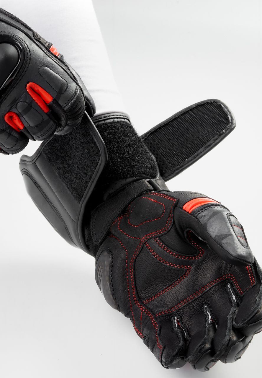 Gloves Xena 4 Ladies | White-Neon Red - Detail