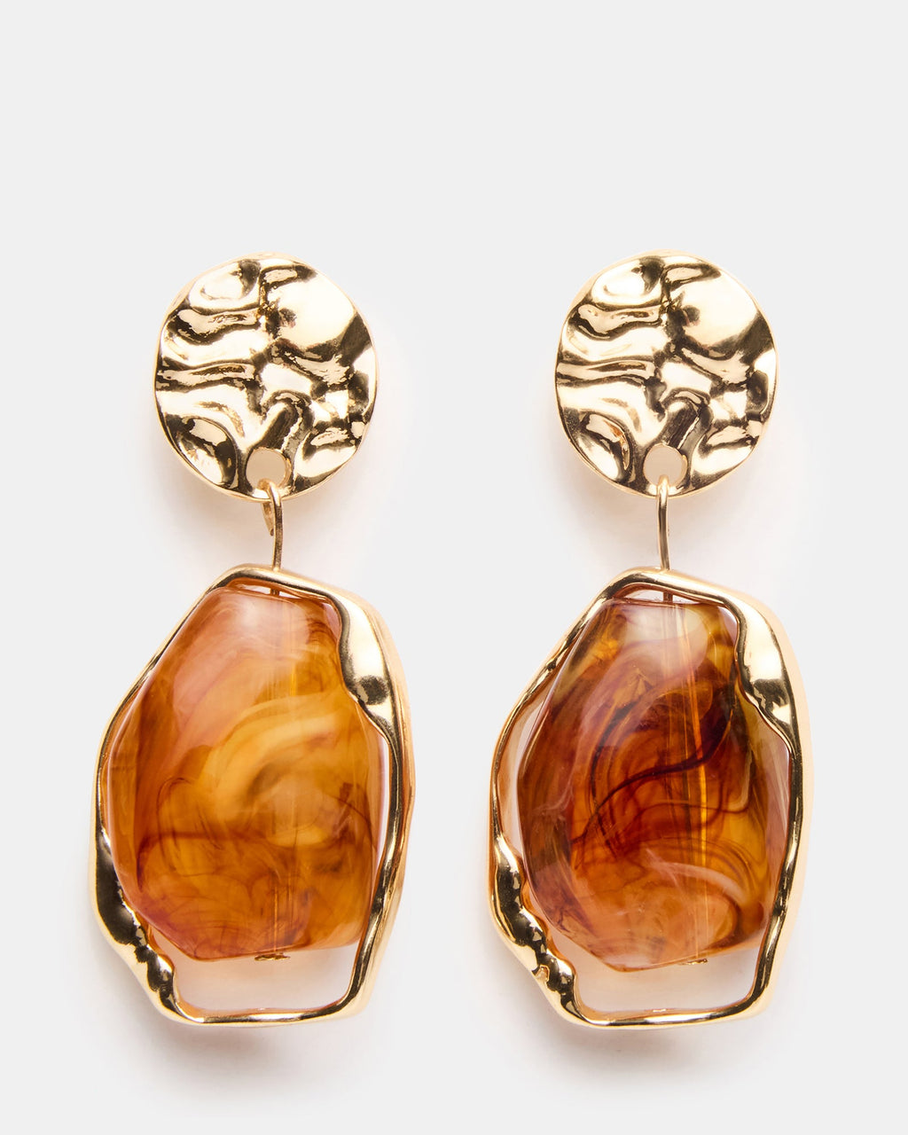 STONE DOUBLE DROP Brown Resin Women's Earrings | Steve Madden
