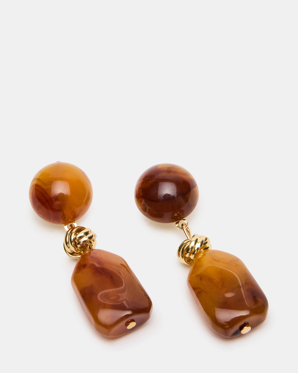 CHUNKY RESIN DOUBLE DROP EARRINGS BROWN