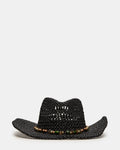 LEI BEADED TRIM WESTERN HAT Black Women's Cowboy Hat | Steve Madden