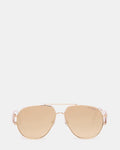 ROWAN Light Gold Frame Aviator Brown Lens Sunglasses | Steve Madden