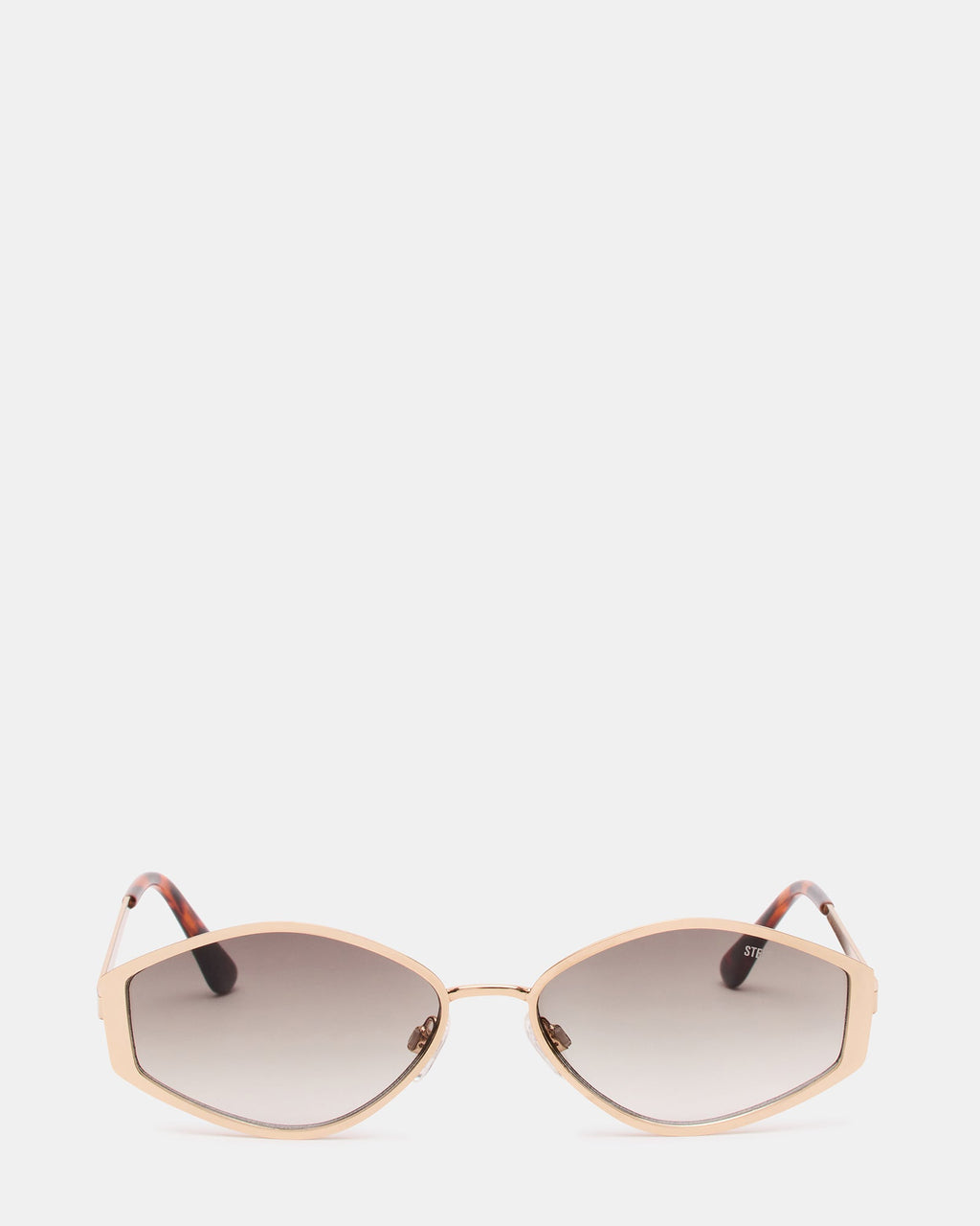 SHONDA Gold Frame Rectangle Brown Gradient Lens Sunglasses | Steve Madden