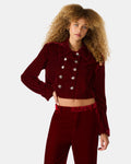 TONIA Red Velvet Button-Up Long-Sleeved Women's Blazer Jacket | Steve Madden