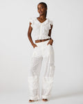 DUO White Eyelet Women's Utility Cargo Pants | Steve Madden