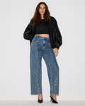 THE SEAMED SYDNEE Imperial Blue High-Rise Barrel Denim Women's Jeans | Steve Madden
