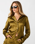 MARE Fir Green Button Down Long Sleeve Women's Top | Steve Madden