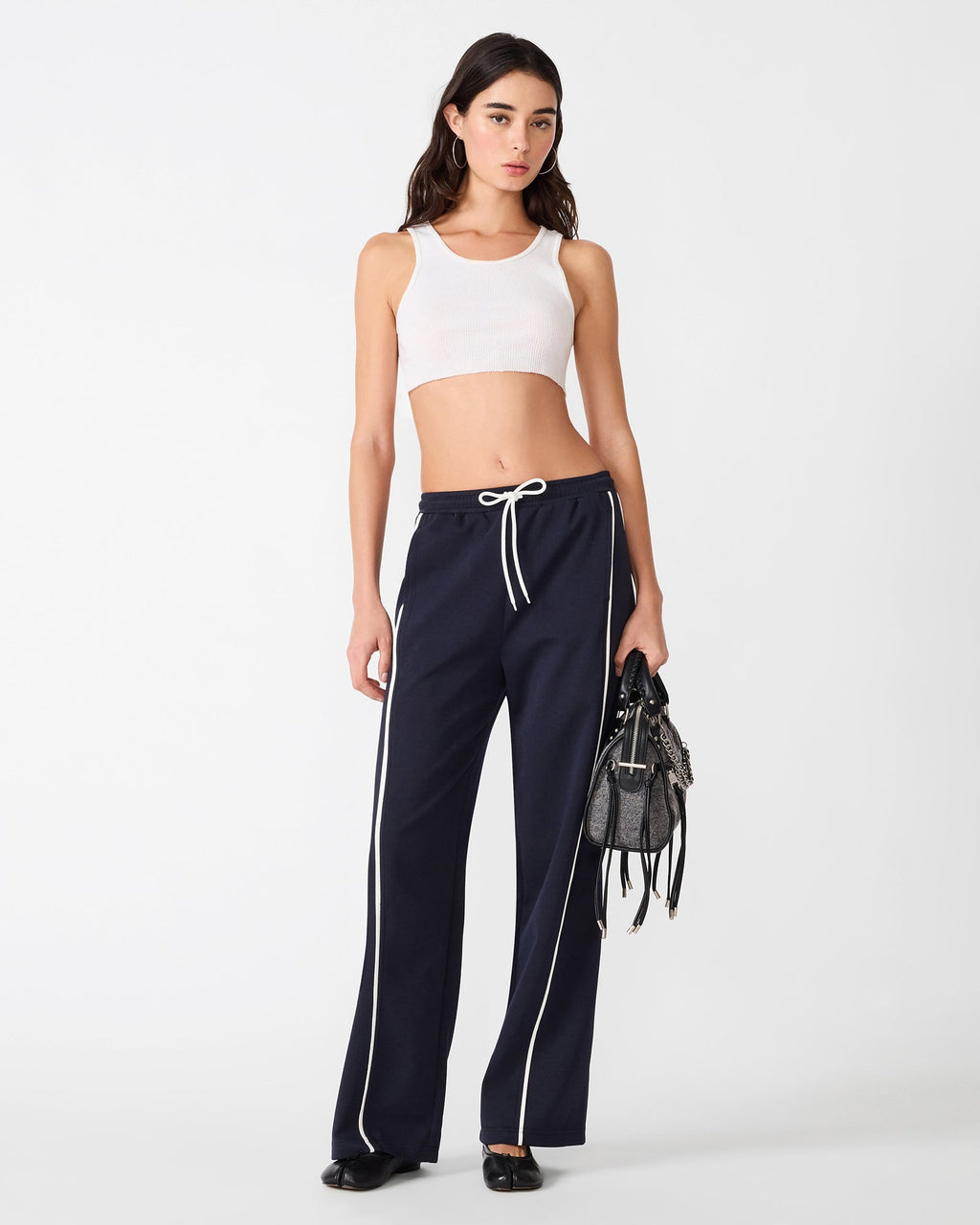 KRISTINA Midnight Elastic Wide-Leg Set Women's Pants | Steve Madden