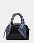BRAYLA Black Crocodile Dome Satchel Scarf Crossbody Top Handle Handbag | Steve Madden