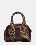 BRAYLA Dark Cherry Dome Satchel Scarf Crossbody Top Handle Handbag | Steve Madden