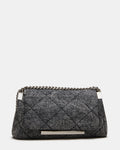 COLETE MINI Black Denim Quilted Chain Shoulder Handbag | Steve Madden