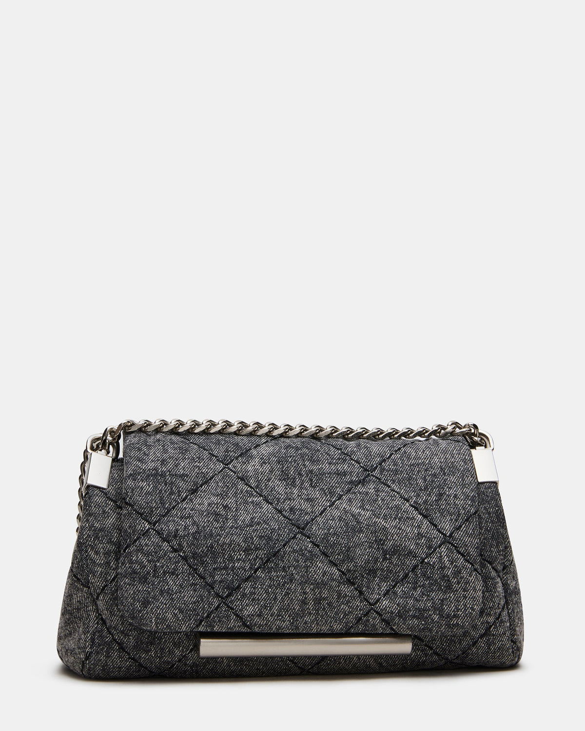 COLETE MINI Black Denim Quilted Chain Shoulder Handbag | Steve Madden