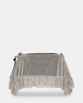 DIORA Black/Silver Metal Mesh Draped Rhinestones Shoulder Handbag | Steve Madden