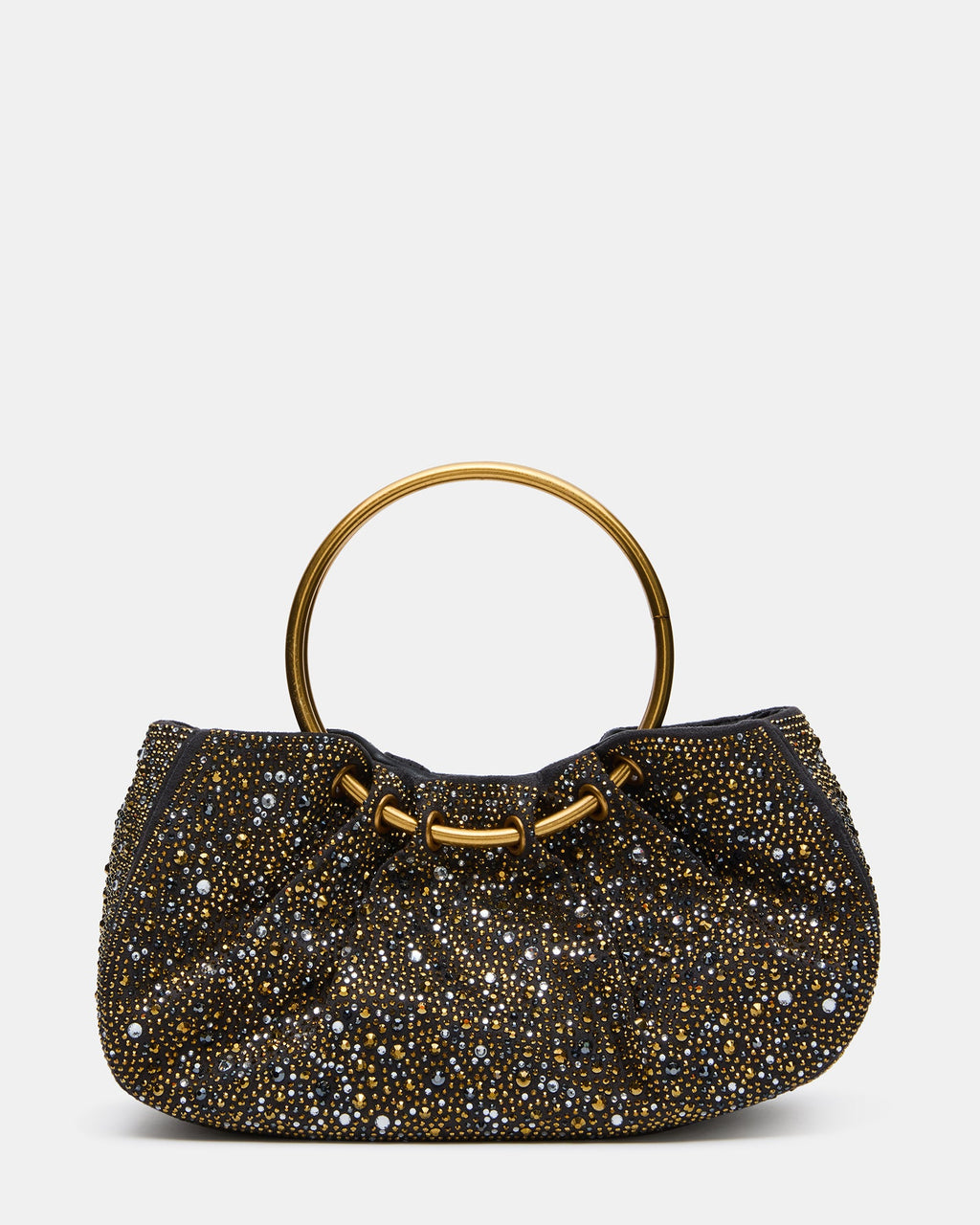 ELONA Black/Gold Rhinestones Top Handle Crossbody Handbag | Steve Madden