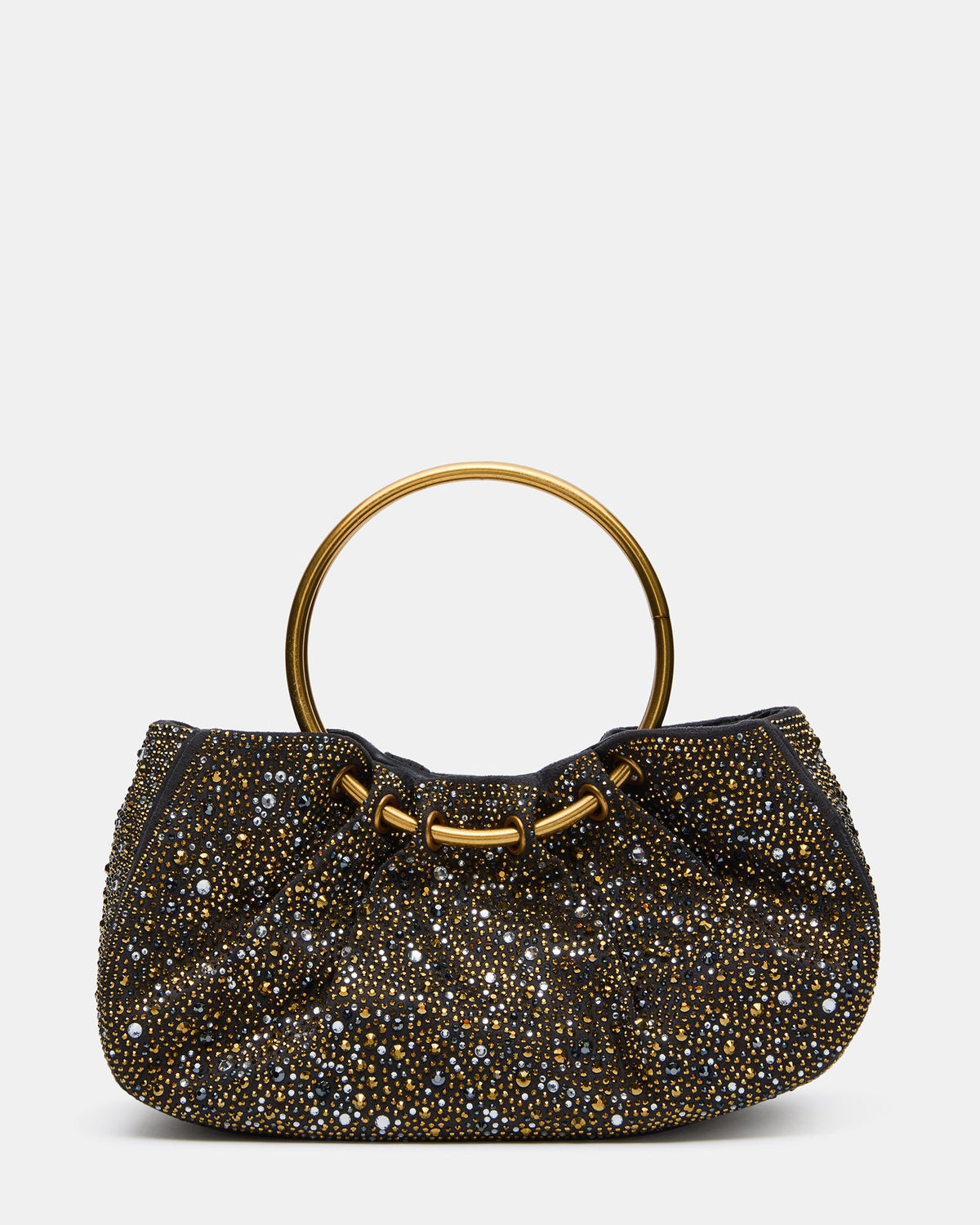 ELONA Black/Gold Rhinestones Top Handle Crossbody Handbag | Steve Madden
