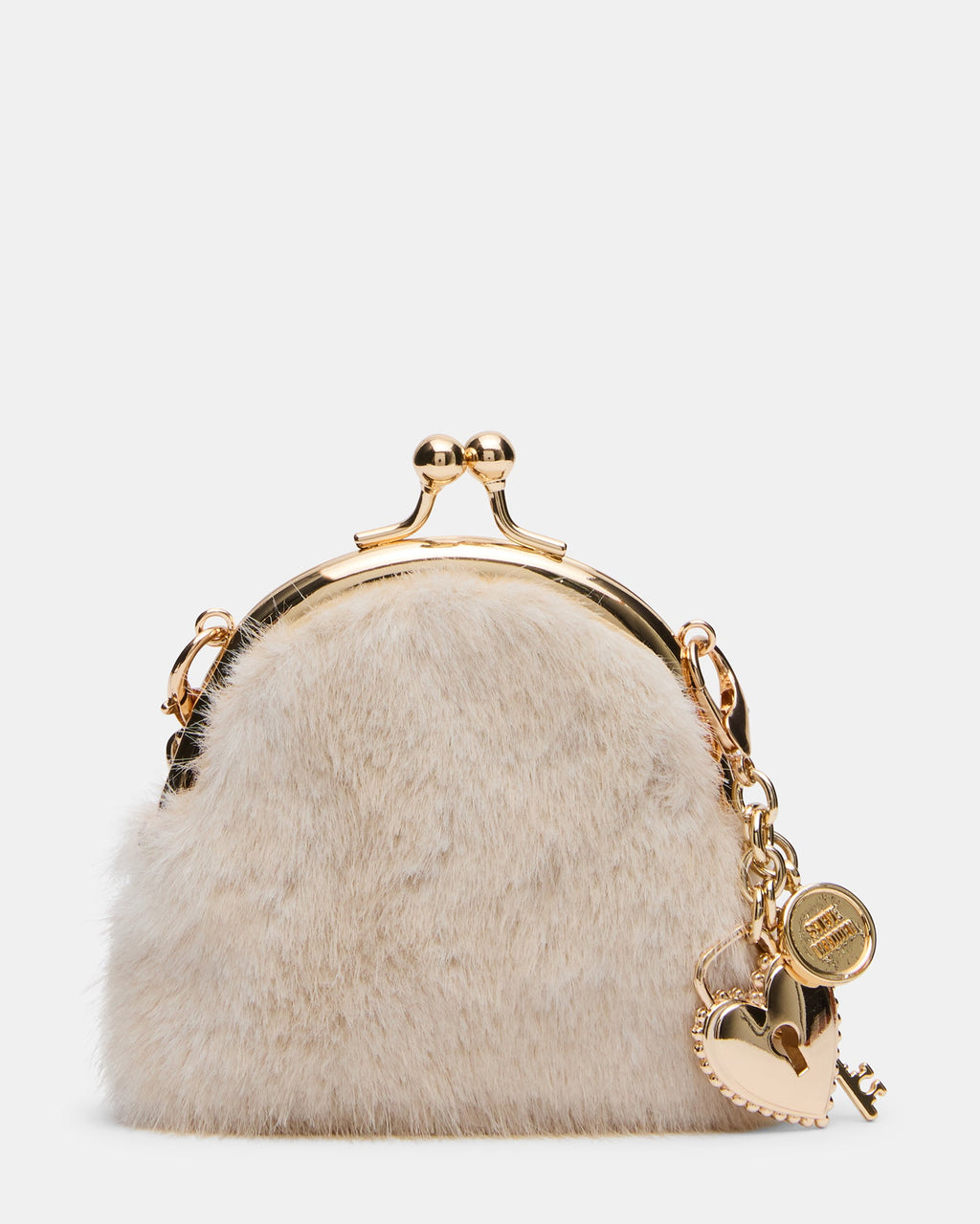 FEYRE Faux Fur Natural Charms Kiss-Lock Crossbody Coin Purse Wallet | Steve Madden
