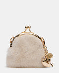 FEYRE Faux Fur Natural Charms Kiss-Lock Crossbody Coin Purse Wallet | Steve Madden