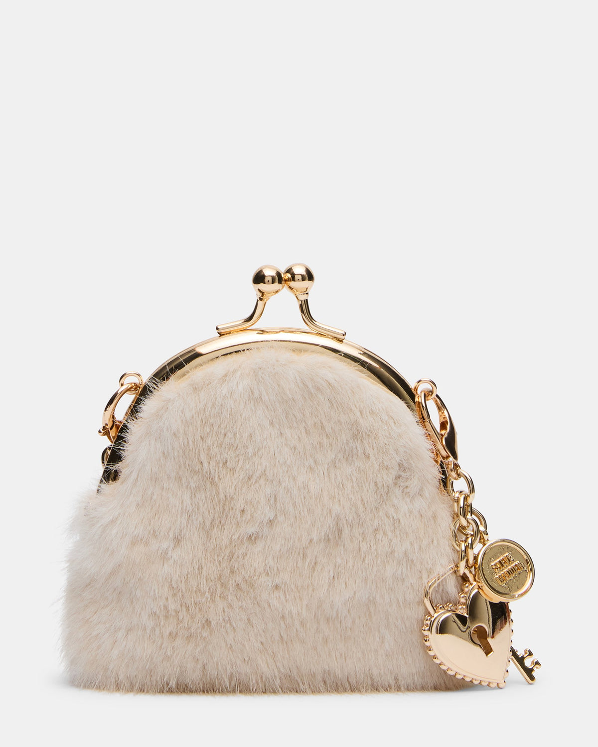 FEYRE Faux Fur Natural Charms Kiss-Lock Crossbody Coin Purse Wallet | Steve Madden