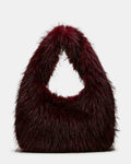 ICONIC Dark Cherry Faux Fur Shoulder Tote Handbag | Steve Madden