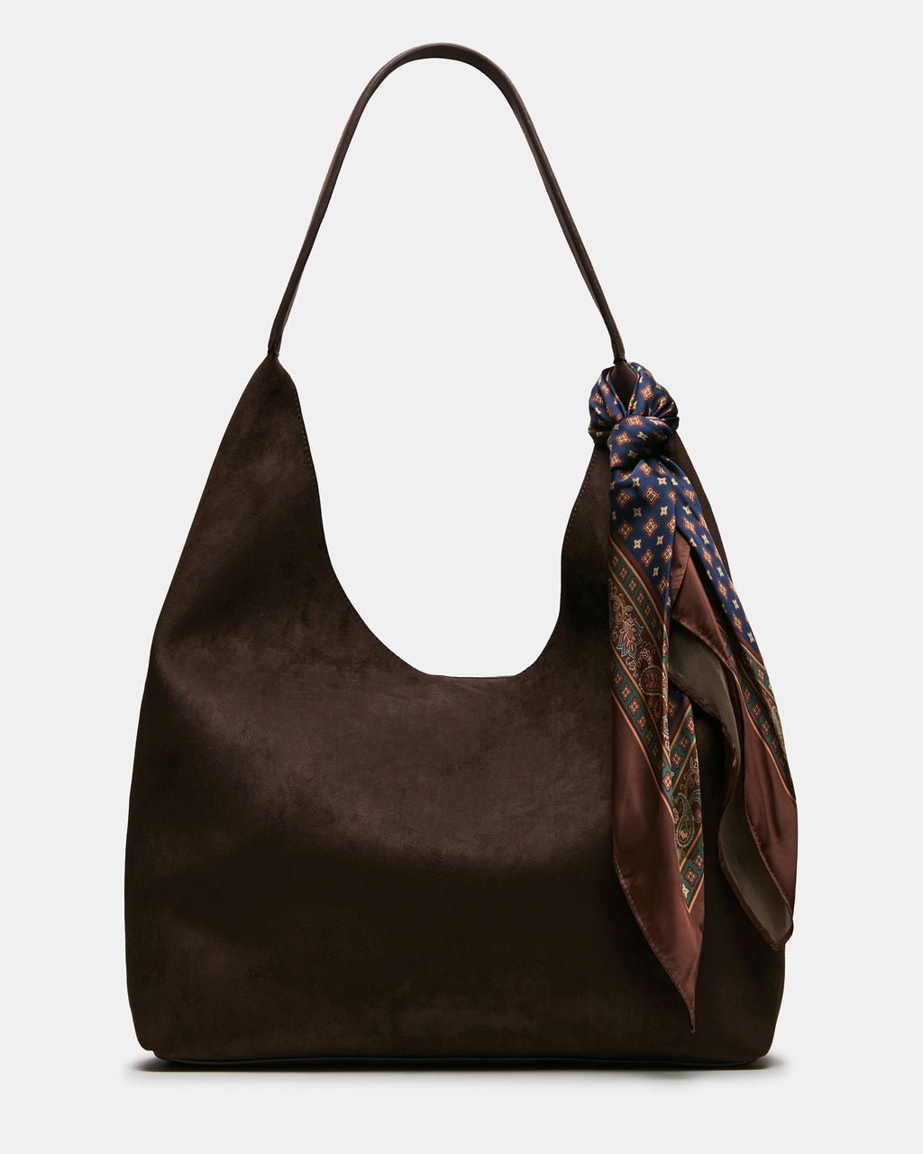 LENORES Brown Bag Scarf Faux Suede Tote Handbag | Steve Madden
