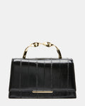 MARCY Black Eel Metal Hardware Top Handle Crossbody Handbag | Steve Madden