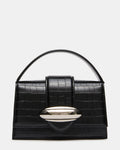 MISHELL Black Crocodile Top-Handle Crossbody Mini Handbag | Steve Madden