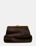 SEFINA Brown Suede Kiss-Lock Oversized Clutch Handbag | Steve Madden