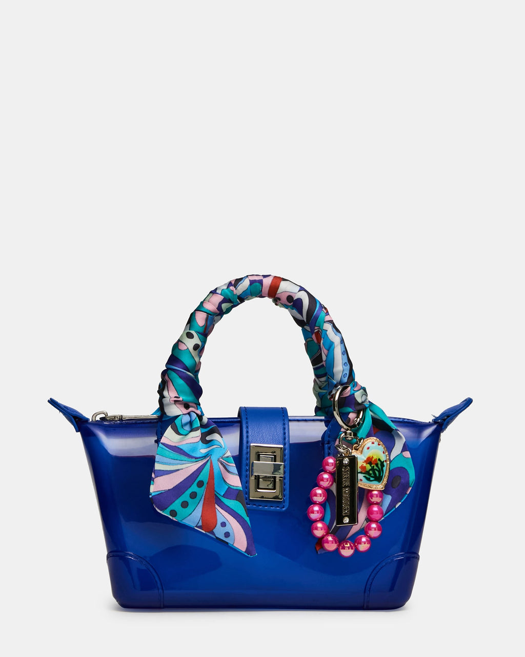 TATIANA Bag Dark Blue Jelly Mini Top-Handle Crossbody Scarf Handbag | Steve Madden