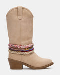 Kids' EMBER Sand Cowgirl Scarf Block Heel Girls' Boot | Steve Madden