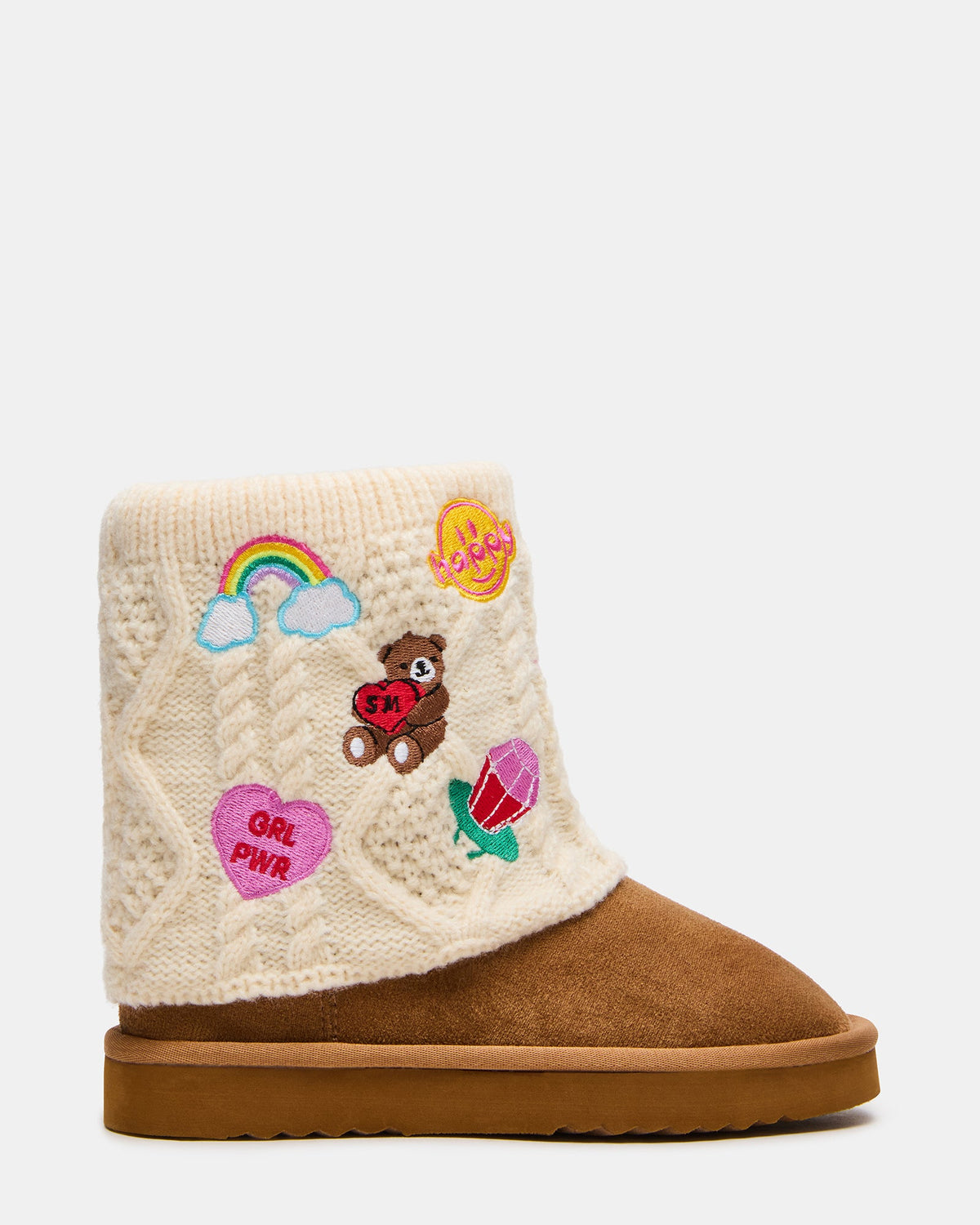 Kids' MOCHI Cognac Knit Girls' Ankle Boot | Steve Madden