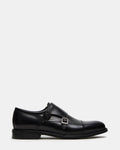 HARAN Black Leather Men's Buckle Strap Dress Shoe | Steve Madden
