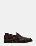 NAPOLI Brown Leather Slip-On Woven Men's Loafer | Steve Madden