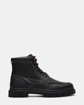 ZECHARIAH Black Lace-Up Lug Men's Ankle Boot | Steve Madden