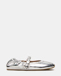 ANAYA Silver Leather Studs Mary Jane Ballet Women's Flat | Steve Madden