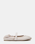 ANAYA White Distressed Mary Jane Ballet Women's Flat | Steve Madden