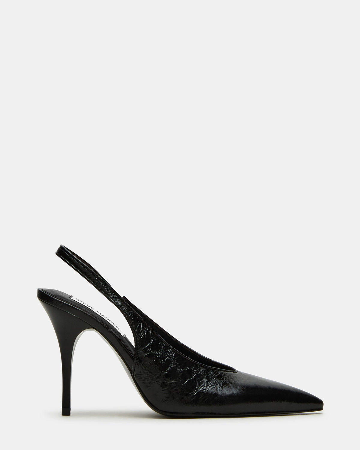 ANDROMEDA Black Leather Slingback Pointed-Toe Stiletto Pump Women's Heel | Steve Madden
