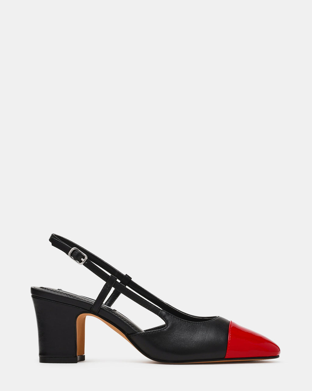 AZARI Black Red Cap-Toe Slingback Women's Block Heel | Steve Madden