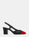 AZARI Black Red Cap-Toe Slingback Women's Block Heel | Steve Madden