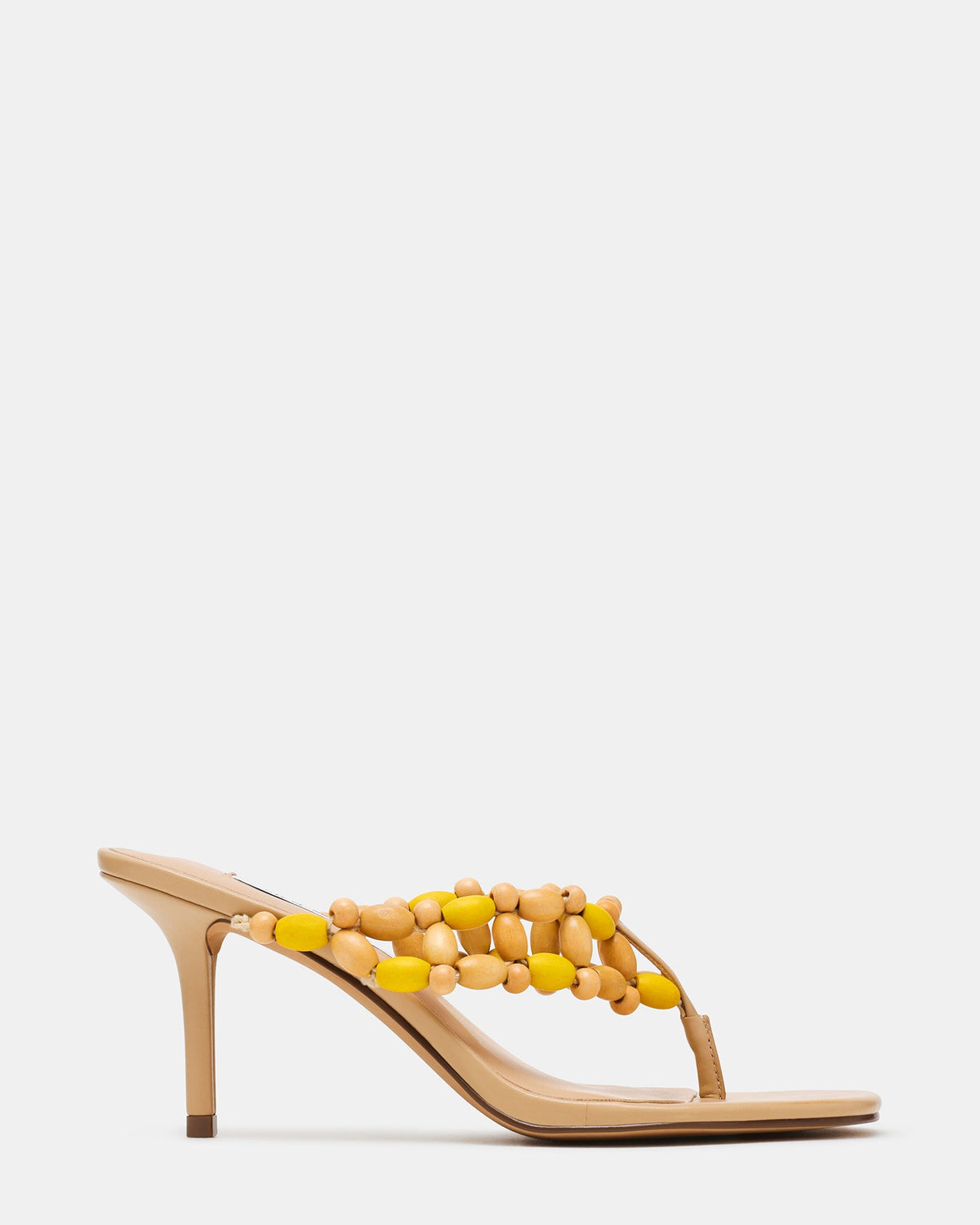 BEVERLY Natural Multi Beaded Thong Women's Kitten Heel | Steve Madden