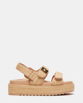 BIGMONA Natural Raffia Leather Women's Platform Sandal | Steve Madden