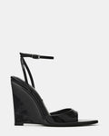BOSSA Black Patent Pointed-Toe Wedge Women's Heel | Steve Madden