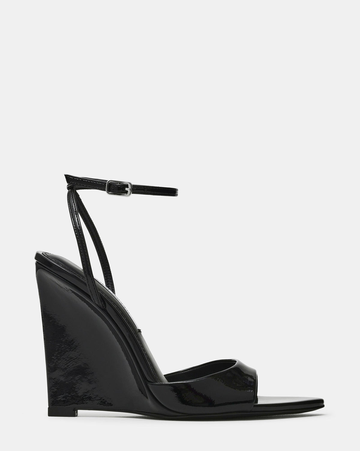 BOSSA Black Patent Pointed-Toe Wedge Women's Heel | Steve Madden