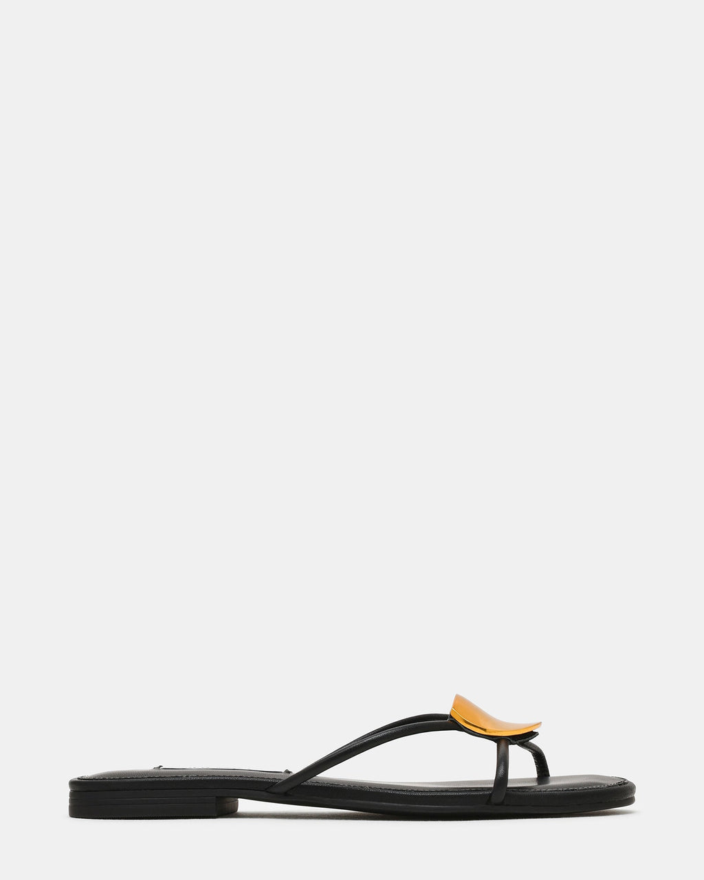 CALLIA Black Leather Gold Detail Mule Women's Sandal | Steve Madden