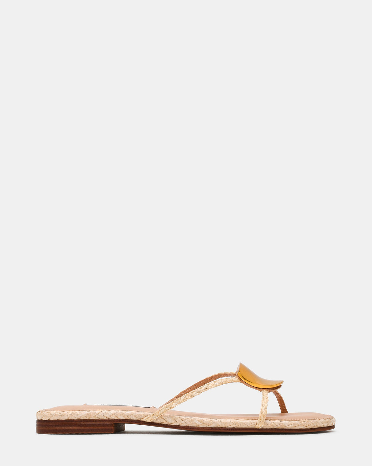 CALLIA Natural Raffia Gold Detail Mule Women's Sandal | Steve Madden