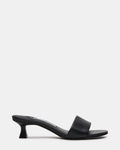 CALLIE Black Leather Mule Women's Kitten Heel | Steve Madden
