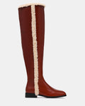 CANTER Faux Fur Cognac Leather Knee-High Women's Boot | Steve Madden
