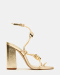 CATO Champagne Leather Strappy Ornament Women's Block Heel | Steve Madden