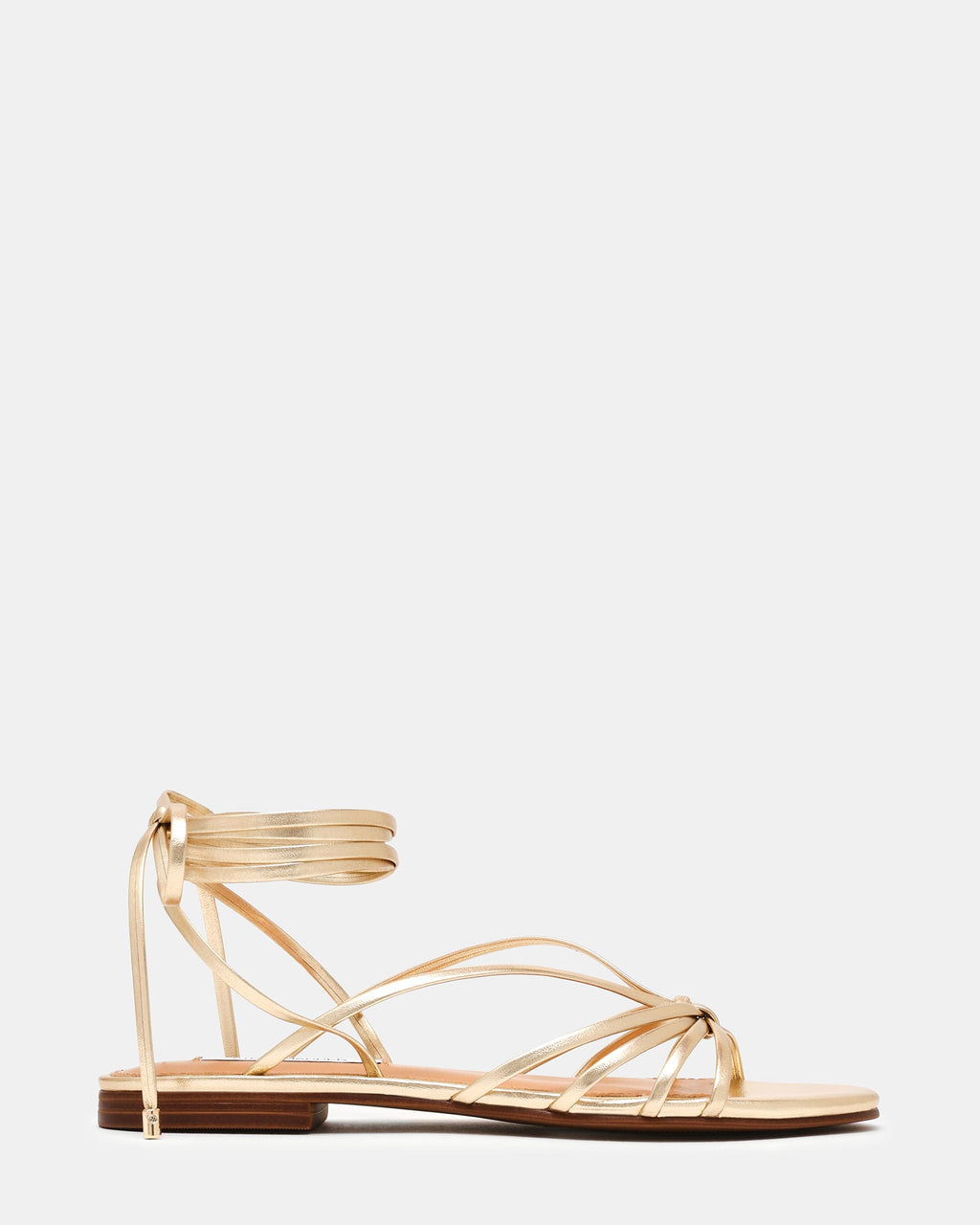 CELIA Gold Strappy Leg-Ties Women's Sandal | Steve Madden