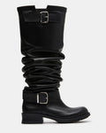 CHOPPER Black Leather Over-The-Knee Buckles Moto Women's Boot | Steve Madden