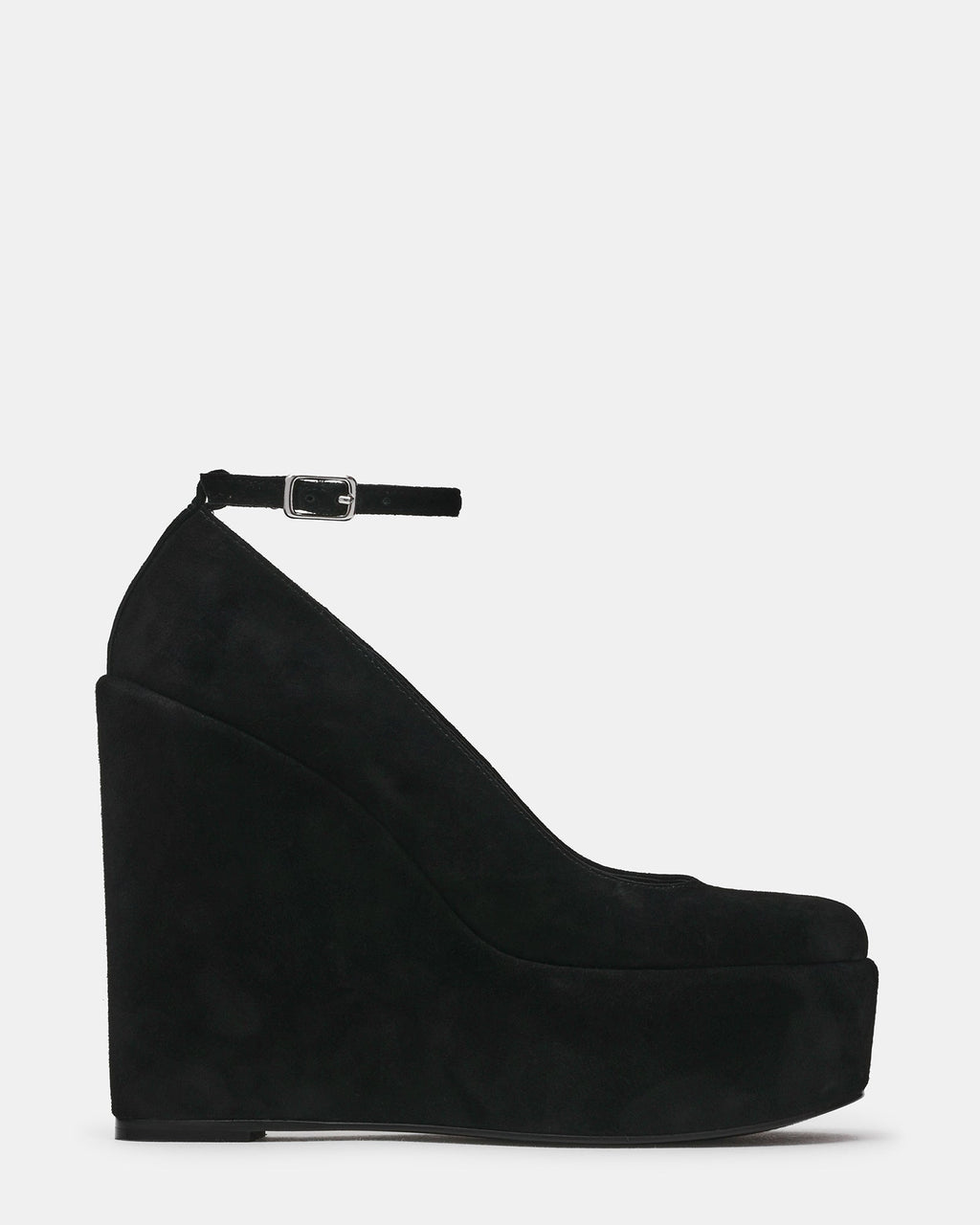 CRUSSI Black Suede Wedge Platform Women's Heel | Steve Madden