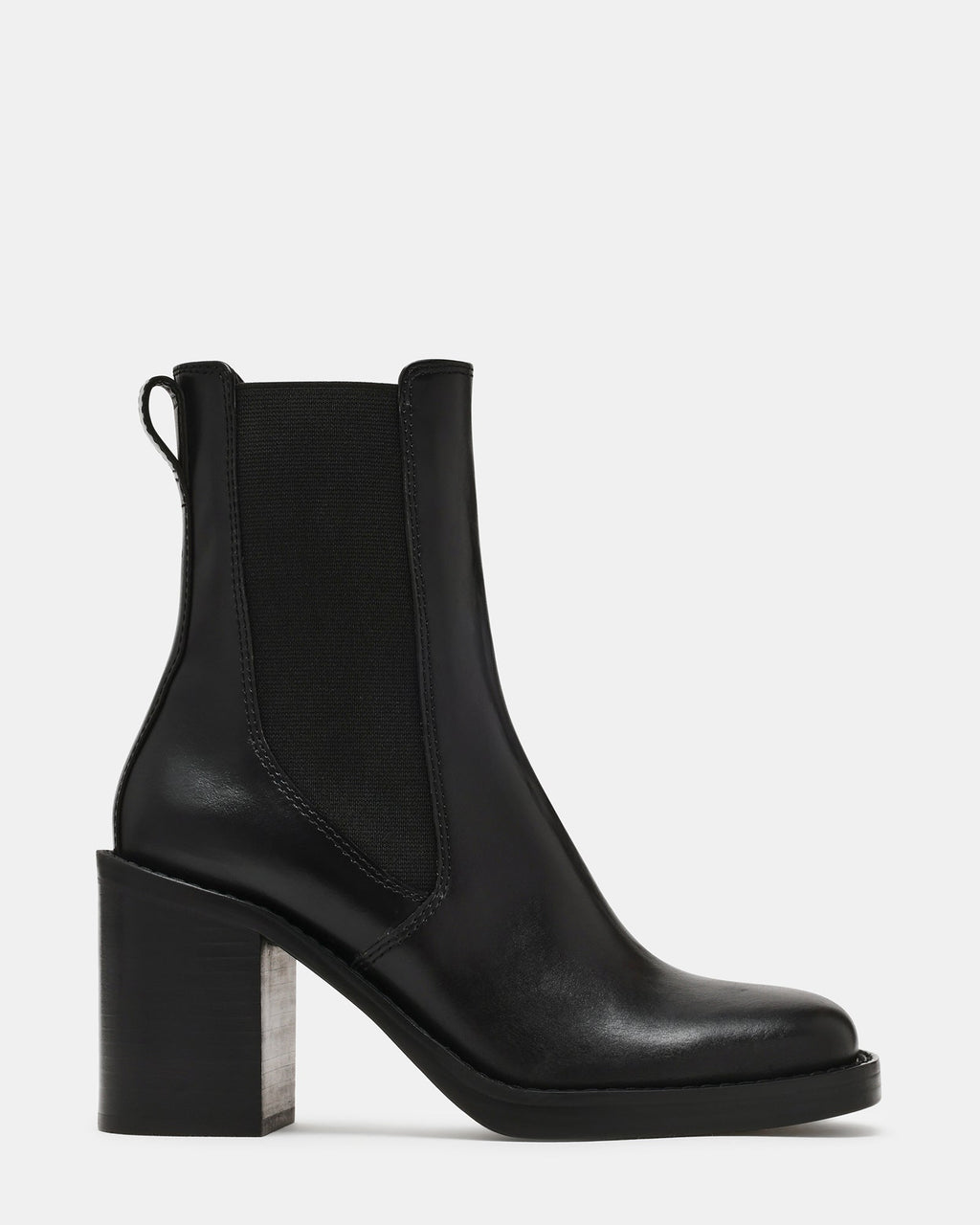DALEY Black Leather Block Heel Chelsea Women's Ankle Boot | Steve Madden